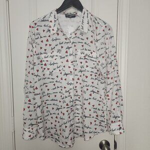 Karl Lagerfeld Paris Whimsy Button Front Blouse – Size Large